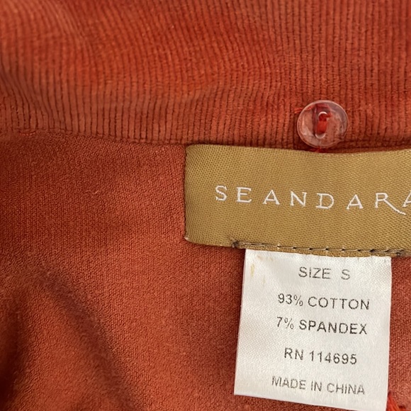 Corduroy jacket. Fur cuffs. pumpkin color with brass studs & buttons. So unique! - Picture 9 of 10